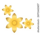 Golden Flower flat vector illustration
