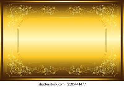 Golden flower frame design on brown background. Vector Eps 10