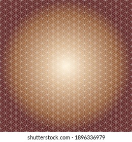 golden flower of life infinity gradient brown with gold for desktop background, meditation and yoga for spiritual development and opening of chakras and energy