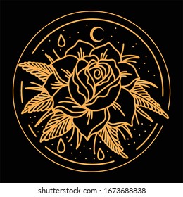 golden flower line art vector design