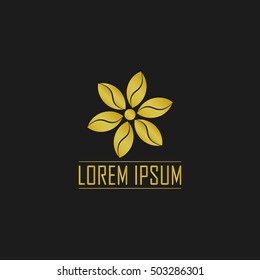 Golden Flower Logo Template. Isolated.