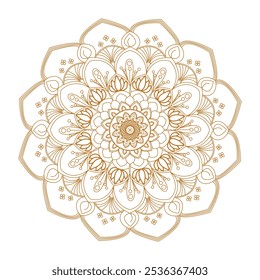 Diseño de Vector de mandala de flores doradas