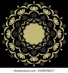Diseño de Vector de mandala de flores doradas