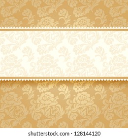 Golden flower on background. Square vector illustration 10eps. Can be used for invitations to any of your ceremony. For example a wedding.