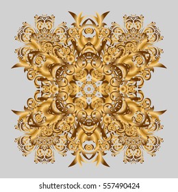 Golden flower on gray. Vector gradient premium logotype. Isolated mandala logo. Business identity concept for bio, eco company, yoga or spa salon.