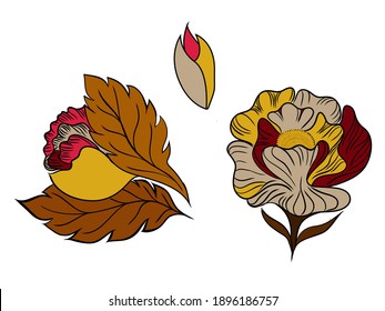 Golden flower on white background