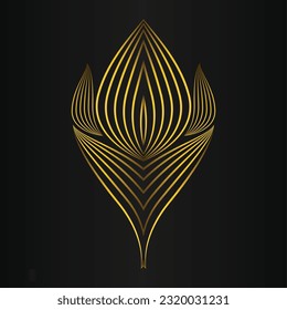 golden flower ornament on a black background. 