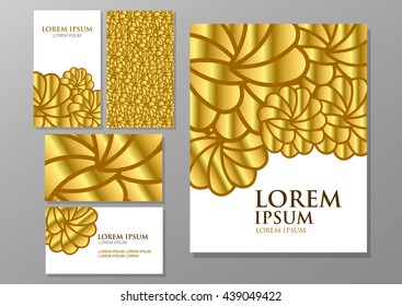 golden flower pattern cover design report and business card. Business vector Illustration.
