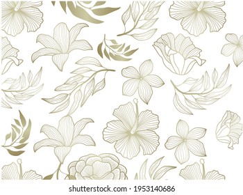 golden flower pattern, tropical vectors .
