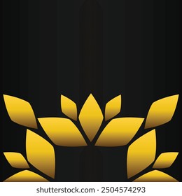 golden flower petal ornament	on black background