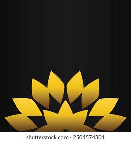 golden flower petal ornament	on black background