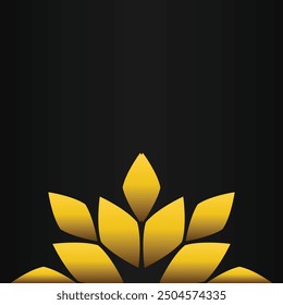 golden flower petal ornament	on black background
