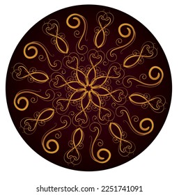 goldene Blume mit rotem Hintergrund, Vektordesign