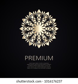 Golden flower shape. Gradient premium logotype. Isolated floral logo. Business identity concept for bio, eco company, yoga or spa salon.