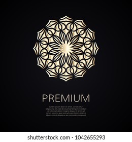 Golden flower shape. Gradient premium logotype. Isolated floral logo. Business identity concept for bio, eco company, yoga or spa salon.