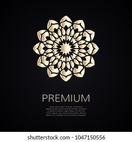 Golden flower shape. Gradient premium logotype. Isolated floral logo. Business identity concept for bio, eco company, yoga or spa salon.