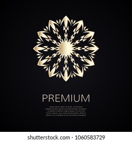 Golden flower shape. Gradient premium logotype. Isolated floral logo. Business identity concept for bio, eco company, yoga or spa salon.