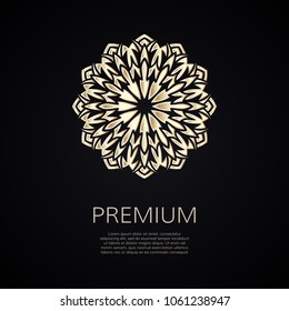 Golden flower shape. Gradient premium logotype. Isolated floral logo. Business identity concept for bio, eco company, yoga or spa salon.