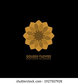 Golden flower shape. Gradient premium logotype. Isolated floral logo. Business identity concept for bio, eco company, yoga or spa salon.