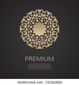 Golden flower shape. Gradient premium logotype. Isolated floral logo. Business identity concept for bio, eco company or spa salon.