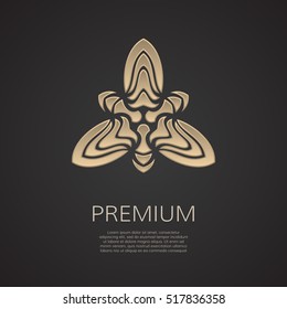 Golden flower shape. Gradient premium logotype. Isolated floral logo. Business identity concept for bio, eco company, spa or yoga salon.