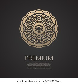 Golden flower shape. Gradient premium logotype. Isolated floral logo. Business identity concept for bio, eco company, yoga or spa salon.