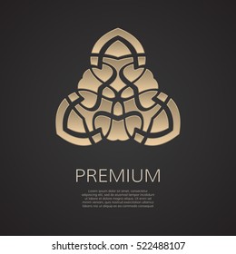 Golden flower shape. Gradient premium logotype. Isolated floral logo. Business identity concept for bio, eco company, yoga or spa salon.