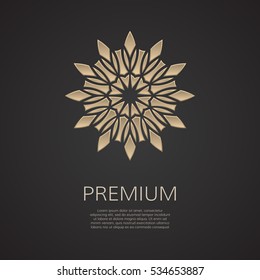 Golden flower shape. Gradient premium logotype. Isolated floral logo. Business identity concept for bio, eco company, yoga or spa salon