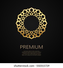 Golden flower shape. Gradient premium logotype. Isolated floral logo. Business identity concept for bio, eco company, yoga or spa salon