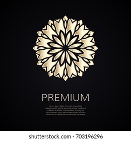 Golden flower shape. Gradient premium logotype. Isolated floral logo. Business identity concept for bio, eco company, yoga or spa salon.