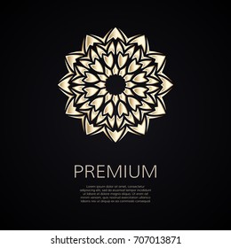 Golden flower shape. Gradient premium logotype. Isolated floral logo. Business identity concept for bio, eco company, yoga or spa salon.