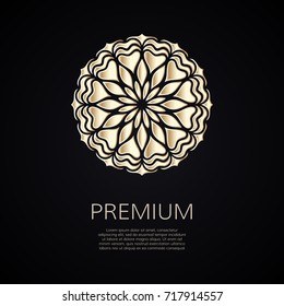 Golden flower shape. Gradient premium logotype. Isolated floral logo. Business identity concept for bio, eco company, yoga or spa salon.