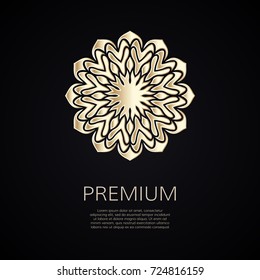 Golden flower shape. Gradient premium logotype. Isolated floral logo. Business identity concept for bio, eco company, yoga or spa salon.
