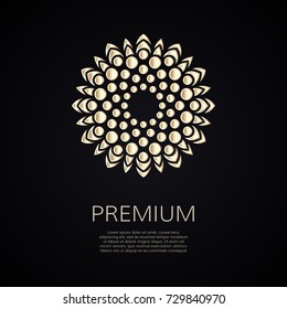 Golden flower shape. Gradient premium logotype. Isolated floral logo. Business identity concept for bio, eco company, yoga or spa salon.