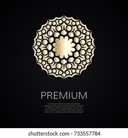 Golden flower shape. Gradient premium logotype. Isolated floral logo. Business identity concept for bio, eco company, yoga or spa salon.