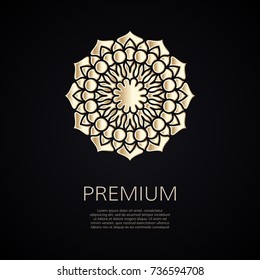 Golden flower shape. Gradient premium logotype. Isolated floral logo. Business identity concept for bio, eco company, yoga or spa salon.
