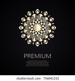 Golden flower shape. Gradient premium logotype. Isolated floral logo. Business identity concept for bio, eco company, yoga or spa salon.