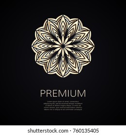 Golden flower shape. Gradient premium logotype. Isolated floral logo. Business identity concept for bio, eco company, yoga or spa salon.