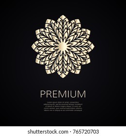 Golden flower shape. Gradient premium logotype. Isolated floral logo. Business identity concept for bio, eco company, yoga or spa salon.