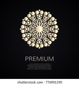 Golden flower shape. Gradient premium logotype. Isolated floral logo. Business identity concept for bio, eco company, yoga or spa salon.