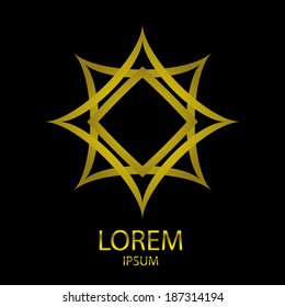 Golden flower  shape icon, Vector