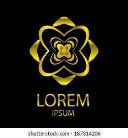Golden flower  shape icon, Vector