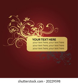 golden flower and text frame in red background