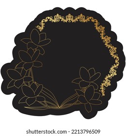 golden flowers and damask vector frame