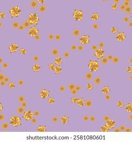 golden flowers garden summer lilas background textile pattern print design fashion feminine style