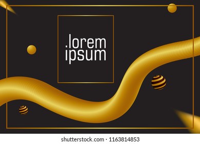 Golden fluid black background vector