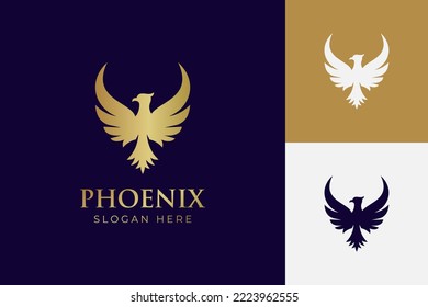 golden fly phoenix gradient logo illustration two version