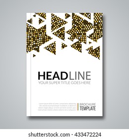 Golden flyer template design. Report or brochure layout.