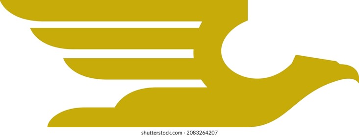 Golden flying bird logo. Vintage rank insignia