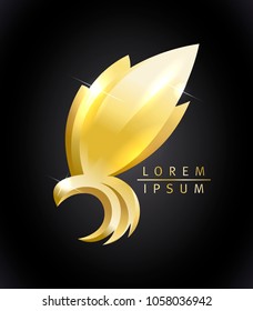 Golden flying bird vector logo concept